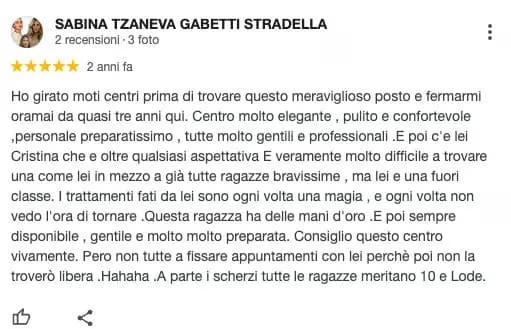 Recensione Google di Sabina Tzaneva Gabetti Stradella