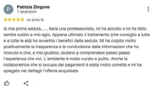 Recensione Google di Patrizia Zingone