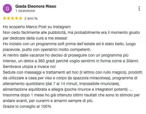 Recensione Google di Giada Eleonora Risso